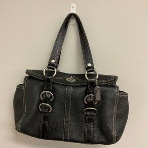 Coach Womens Chelsea D1082-F12334 Black Leather Double Handle Satchel Bag